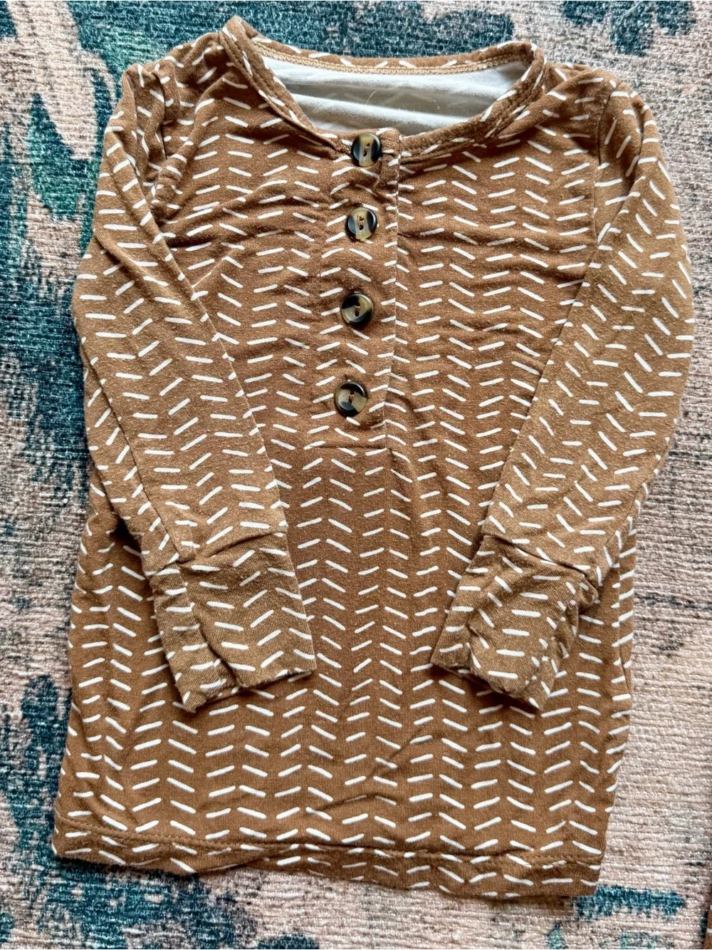 Lou Lou and Company Baby Henley Top & Pants Set in Brown - 6-12 Months
